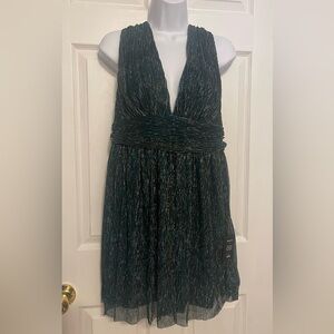 Lulu's | Green Multicolored Metallic Plunge Dress - XL